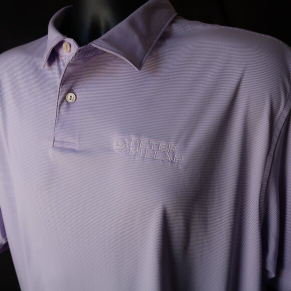 Peter Millar Summer Comfort Lavender Pin-Striped Talis Polo (XXL) ⛳️ - Picture 5 of 10